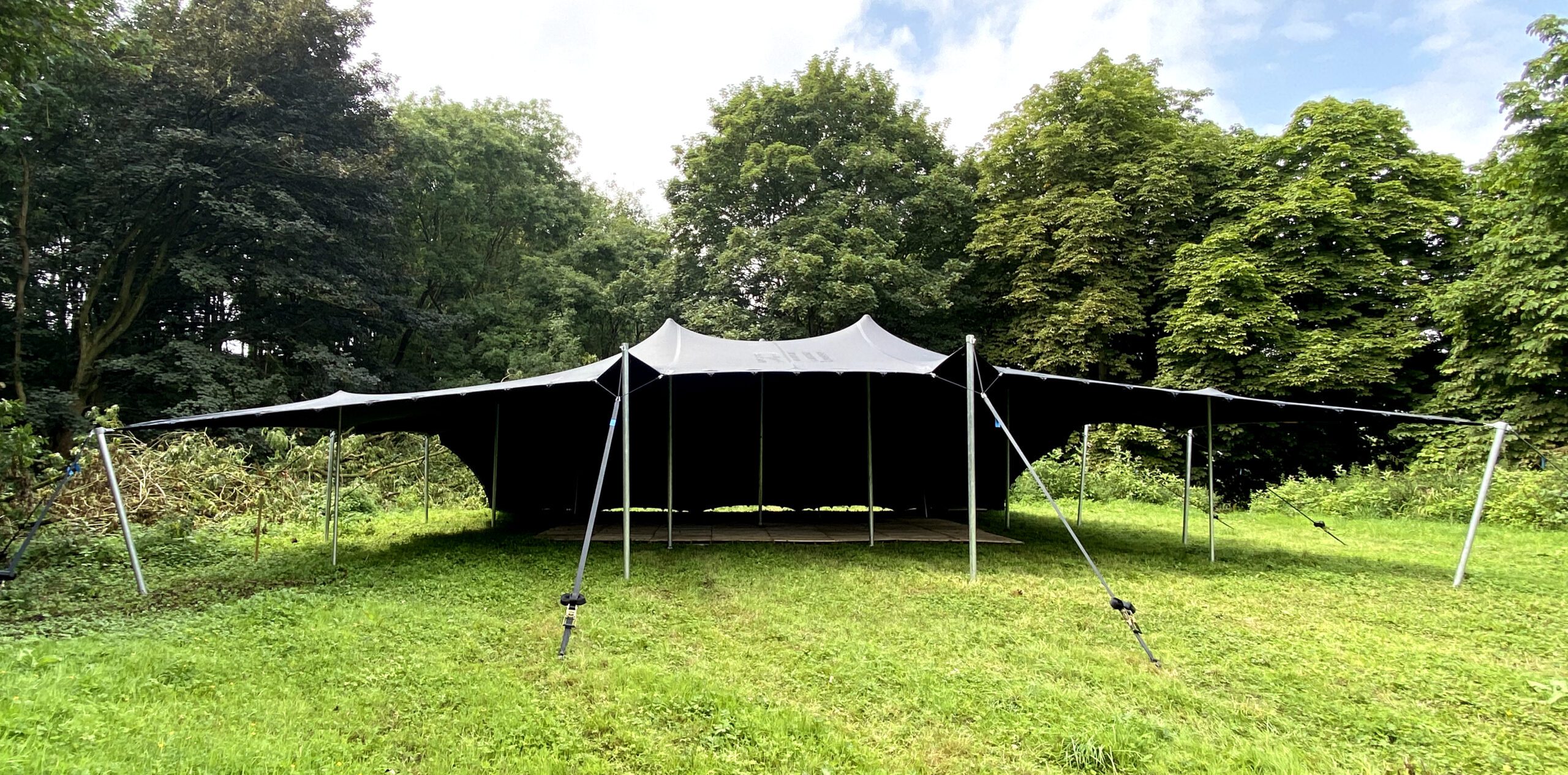 black stretch tent for festival