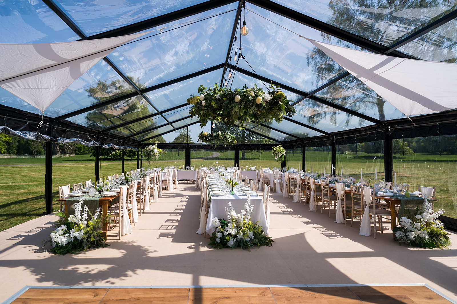 a clearspan black frame marquees, by Countryside Events, photo by Kirsty Mattsson Photography