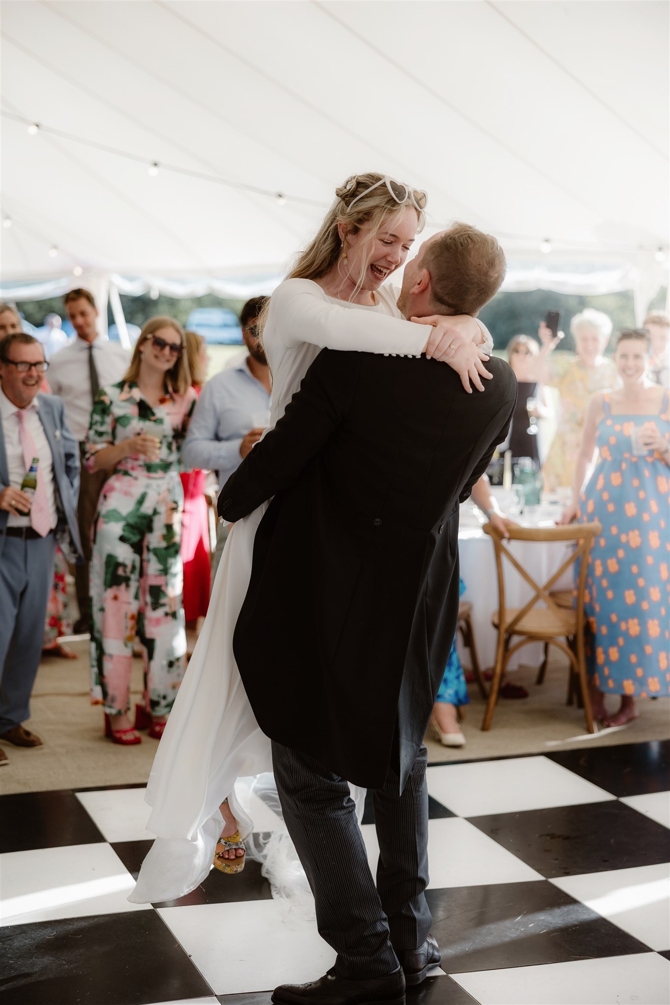 bride and groom on the dance floor - Jono Symonds photo, marquee by Countryside Events